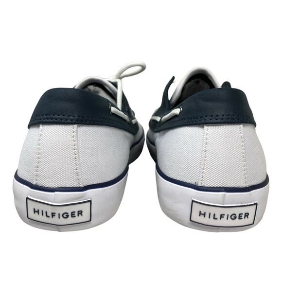 Tommy Hilfiger Boat‎ Shoes Mens 10.5 White Canvas Slip On Casual Preppy Coastal